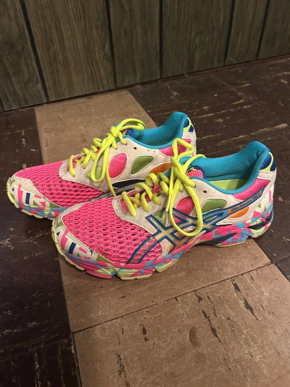 Asics Neon Pink Teal Yellow Women's Running Shoes